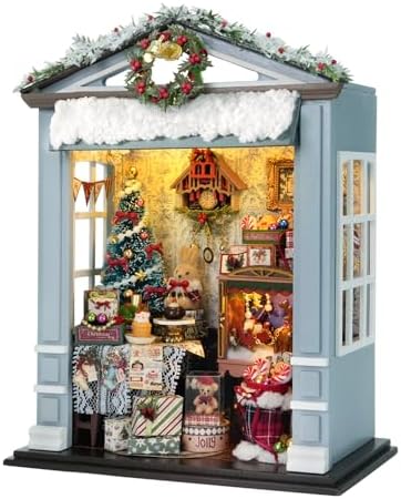 CUTEROOM DIY Miniature House Building Kit for Adults with LED Lights - Realistic Mini Dollhouse Model & Wooden Furniture, Creative Craft Kit for Home Decor Gift- Joyful Gatherings by CUTEROOM