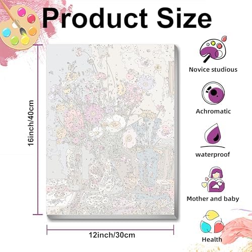 Ausanrl Flowers Framed Paint by Numbers Wooden Easel-Adult Paint by Number Kits on Canvas Framed,Paint by Number Adult,Paint by Numbers with Frame,Gifts and Home Wall Decor 12x16inch - Image 6