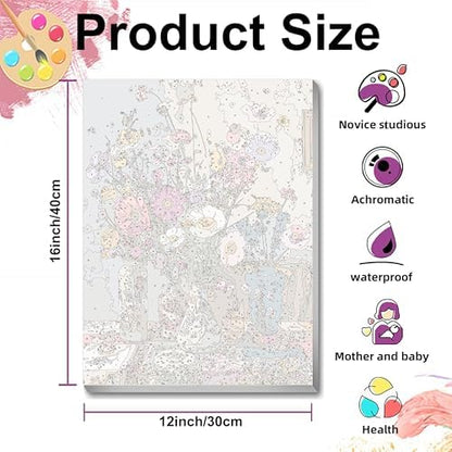 Ausanrl Flowers Framed Paint by Numbers Wooden Easel-Adult Paint by Number Kits on Canvas Framed,Paint by Number Adult,Paint by Numbers with Frame,Gifts and Home Wall Decor 12x16inch - Image 6