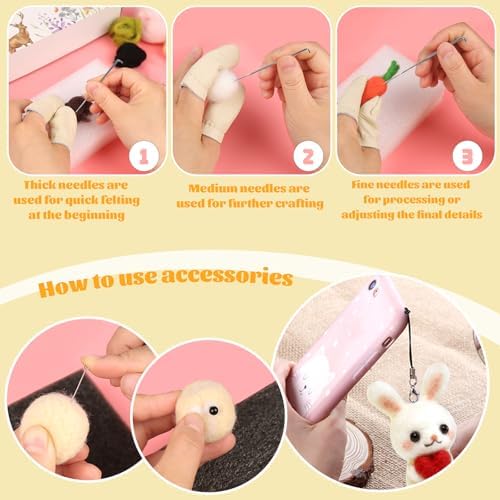 ZXIIXZ 100g Felting Wool Needle Felting Kit with Needles Wool Roving - Image 5