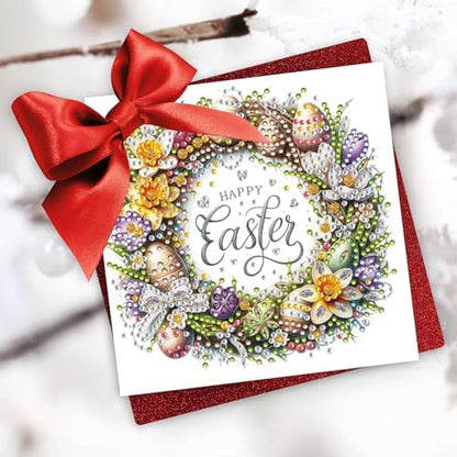 DIY Diamond Greeting Cards Set, 5D DIY Diamond Art Painting Festival Style Greeting Card, DIY Christmas Card Making Kits for Family Friends Handmade Gift-#21-Wreath - Image 2
