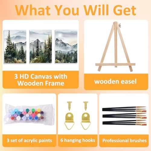 Mandun Landscape Paint by Numbers Kit for Adults, 3 Pack, 7.8x11.8 inch - Image 4