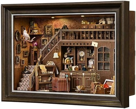 Book Nook Kit-3D Wooden Puzzle with LED Touch Control & Wall-Mountable Frame,DIY Miniature House for Beginners,Bookshelf/Tabletop/Wall Decor for Craft Lovers,Dollhouse Gift,Secret Attic by DROICC