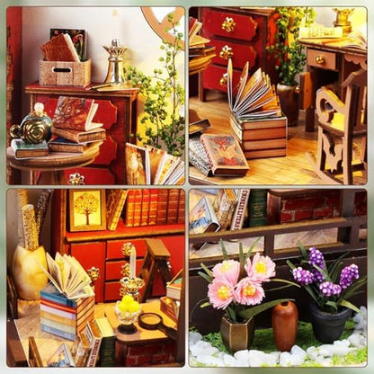 Book Nook Kit Magic Shack DIY 3D Puzzle Wooden Dollhouse with LED Lights - Image 4