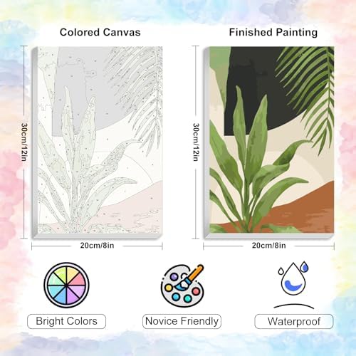 4 Pack Framed Paint by Numbers Kit for Adults with Wooden Easel, Plant - Image 3