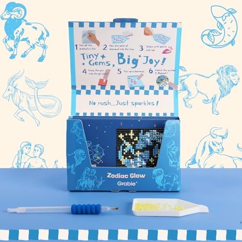 Grabie Mini Diamond Painting Cards Kit, 12 Pack Square Drill, Zodiac Glow - Image 2