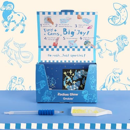 Grabie Mini Diamond Painting Cards Kit, 12 Pack Square Drill, Zodiac Glow - Image 2