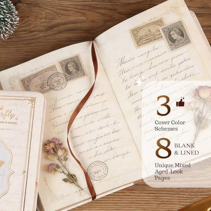 Junk Journal Vintage Leather Notebook Journal, 224 Pages Mixed Paper - Image 4