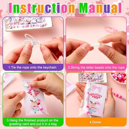 Suncalla 984 Pcs 24 Set Valentines Crafts Keychain Bead DIY Making Kit Gift - Image 2