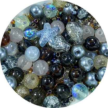 Assorted Glass Resin Beads Multi Size Colors Smooth Cracked Gravel Millet Spacer Beads for Bracelets Necklace Earring DIY Jewelry Making Craft(Smoke Gray Series) by ChooseBeadsChooseHonkoolly