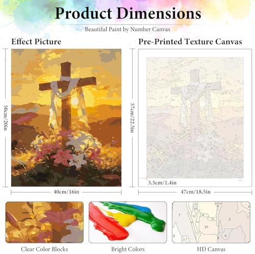Dawnsphere Cross Paint by Numbers Kit for Adults Without Frame 16x20 in - Image 3