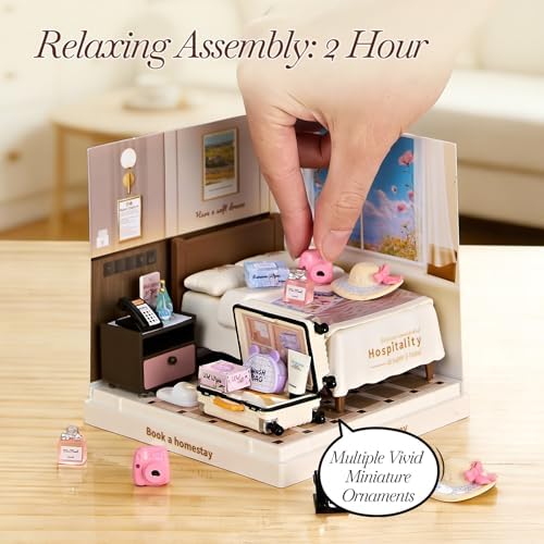 Miniature House Cozy Bedroom DIY Kit with Acrylic Display Case - Image 5