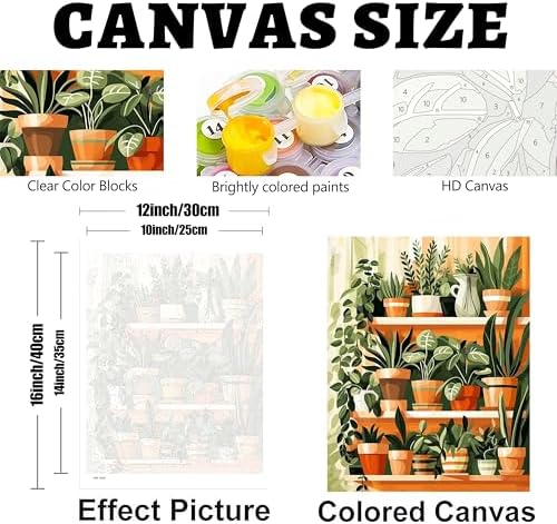 Hutarosl 4 Pack Paint by Numbers Kit for Adults Plant- Bookshelf Paint by Number Adult, Canvas Painting by Numbers for Adults Perfect for Gifts Home Wall Decor 12x16inch - Image 6