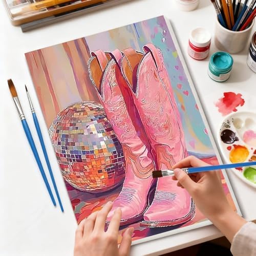 TCDZMYGS 4 Pack Paint by Numbers Kit for Adults Beginner,Disco Ball Retro Easy Paint by Number Kits with Frame,DIY Acrylic Oil Painting by Numbers for Home Wall Decor 9.5 x 11.8 inch - Image 6