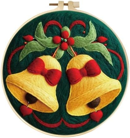 yesJRL Christmas Snowman Needle Felting Kit, Felt Painting Kits for Beginners, Felt Painting Set Gift for Xmas Decoration, Starter Needle Felting with Pad, Needles, Wool, Decorative Frame (Yellow) by yesJRL