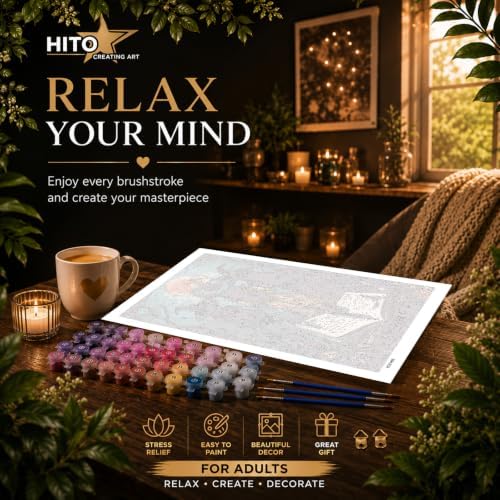 HITO Halloween Paint by Numbers Kit for Adults Witch 16x20 Inch Frameless - Image 6