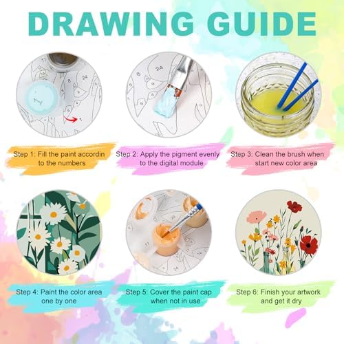 Framed Paint by Numbers Kit for Adults, Easy Wildflowers, 8 x 12 Inch - Image 6