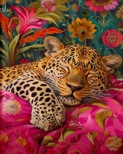 KYOQFVN Leopard Paint by Numbers Kit for Adults - Easy Paint by Number Kits for Beginners, DIY Acrylic Painting on Canvas for Home Wall Art Decor 16x20 Inch by KYOQFVN