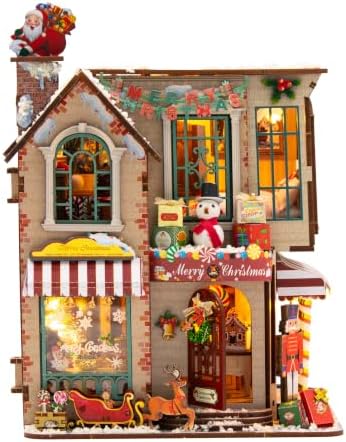 Roroom DIY Miniature House Kit, Enchanted Christmas Cottage Dollhouse Kit by Roroom