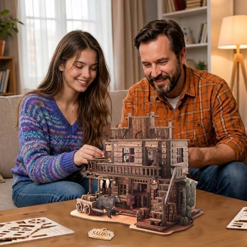 Book Nook Kit Western Saloon 3D Wooden Puzzle Miniature House Kit - Image 6