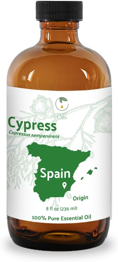 Nature Packaged Cypress Essential Oil - Direct from Essential Oils SL in Mediterranean Spain - Aceite de Ciprés for Diffuser, 100% Pure Therapeutic Grade - Aromatheraphy, Skincare (8oz)