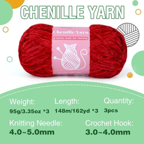 LUNARM Chenille Yarn for Crochet Knitting Chunky Blanket Velvet Yarn - Image 3