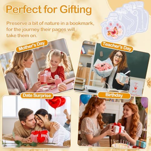 212 PCS Pressed Flower Bookmark Making Kit, DIY Clear Bottle Bookmark Kit with Dried Flower Tassel Butterflies Open Sticker Tweezer, DIY Projects Party Favor Gift for School Reading Adult Book Lovers - Image 4