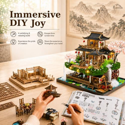 Roroom DIY Miniature House Kit, Fairyland Pavilion Dollhouse Kit - Image 5
