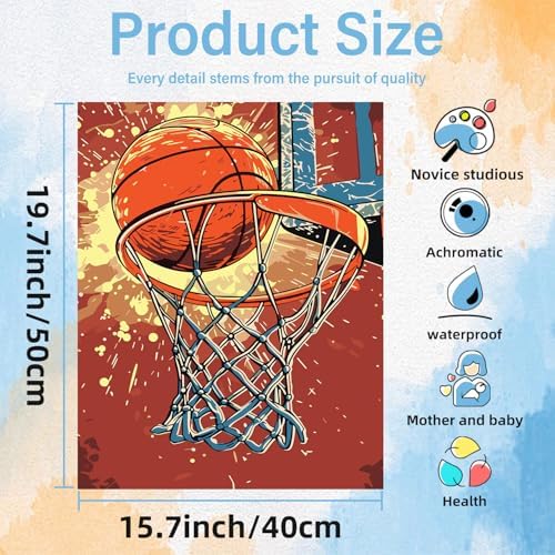Aestalrcus Basketball Paint by Numbers Kit for Adults Beginner, 16x20inch - Image 3