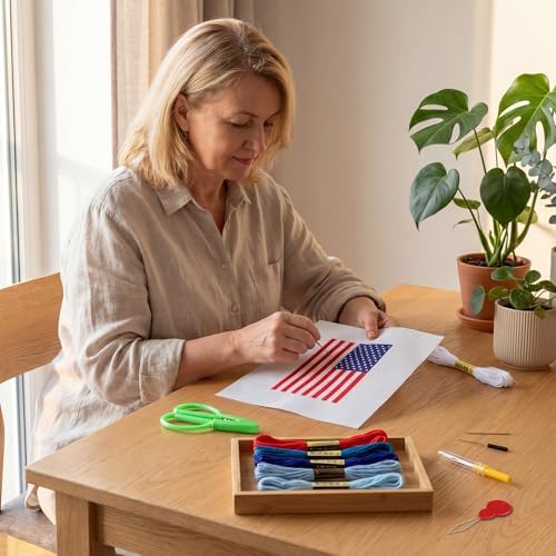 XunYee Needlepoint Canvas Kit, American Flag - Image 5