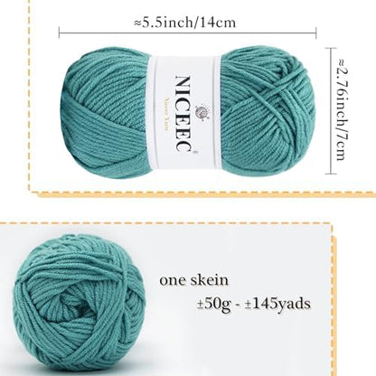 NICEEC 300g Soft Assorted Colors Yarn 100% Acrylic 870yds -Series 16 - Image 2
