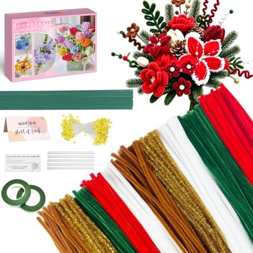 520Pcs Xmars Color Pipe Cleaners Flower Kit,Chenille Stems Craft Supplies by AHAMETON