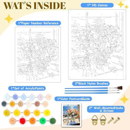 NKVNKV Paint by Numbers Kit for Adults Beginners - Floral Series, DIY Flower Canvas for Panting Kits for Gift and Wall Room Decoration 16x20 Inch (Without Frame) - Image 4
