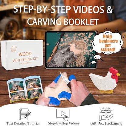 Wood Carving Kit, Chicken Carving DIY Kits for Adults,Wood Carving Tools with 1 Wood Carving Knives 2 Balsa Blocks (Rooster) - Image 3
