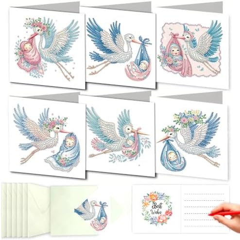 DDGYP 6 PCS Diamond Art Painting Greeting Cards with Envelopes,5.9x11.81In by DDGYP