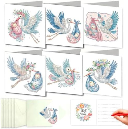DDGYP 6 PCS Diamond Art Painting Greeting Cards with Envelopes,5.9x11.81In by DDGYP
