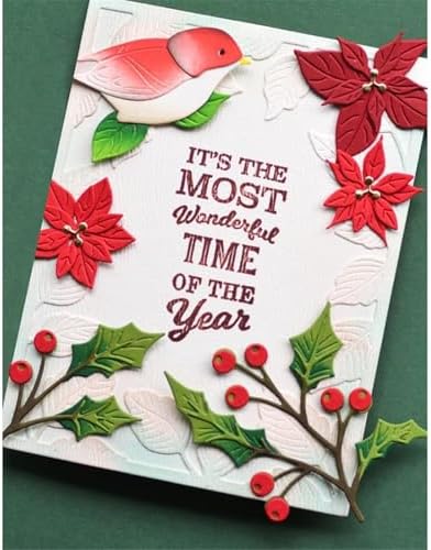 Scrapbooking Die-Cuts, Christmas Metal Cutting Dies for Card Making, Paper Craft Punch Template, Background Embossing Stencils, DIY Album Décor (Christmas Flowers- 10.2x11cm) - Image 3