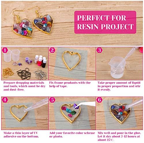 Shynek 60Pcs Hollow Frame Pendants - Resin Craft Bezels Jewelry Molds for Necklaces and Earrings Making Supplies - Image 4