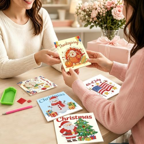 12 Pack Holiday DIY Diamond Art Greeting Card Kit with Envelopes - Image 4