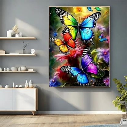 MaiMMaledy Paint by Numbers Kit for Adults Beginners with Framed Canvas Pictures Drawing Painting Acrylic Pigment with Wooden Triangle Easel 8Lx12W inch Colorful Butterfly - Image 4