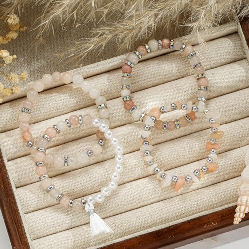 Xyliise Bracelet Making Kit Natürliche Perlen Set for Adults Beads for Bracelets Silver Jewelry Making Supplies DIY Jewelry Necklace Earrings (CZ006-Pink) - Image 6