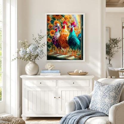 NXIKYO Chicken Paint by Numbers Kit for Adults Beginner, Three Roosters Adult Paint by Number Kits on Canvas, DIY Acrylic Oil Easy Painting by Numbers for Home Wall Decor 16 X 20 inch (Without Frame) - Image 4