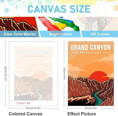 Offito 6 Pack Paint by Numbers Kit for Adults, National Park, 10x14 Inch - Image 3