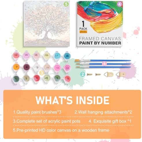 Framed Paint by Numbers Kit for Adults Beginners, Tree of Life - Image 6