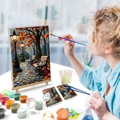 ATDMS Paint by Numbers Kit for Adults with Frame Autumn Landscape Paint by Number with Easel Forest Adult Paint by Number Kits Framed Canvas DIY Acrylic Oil Painting kits for Home Wall Decor 8x12 Inch - Image 3