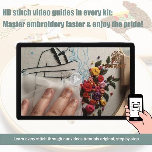 LX LERMX Embroidery Kits for Beginners, Adult Starter Cross Stitch Kit Needlepoint Complete DIY Kit with Unique Patterns, Hoop, Colorful Threads, Tools, Step by Step Instructions & Video Tutorial - Image 3