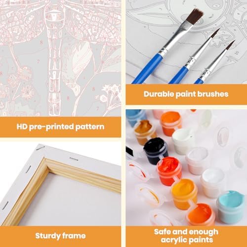 MXJSUA Dragonfly Paint by Numbers Kit with Frame for Adults, Easy Beginners Paint by Number on Canvas with Easel, Acrylic Number Painting Craft Gifts for Home Decor, 8x12 inch - Image 4