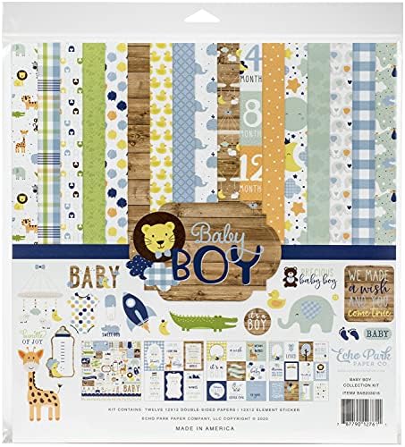 Echo Park Paper Company Baby Boy Collection Kit paper, blue, green, mint, yellow 12-x-12-Inch by Echo+Park+Paper
