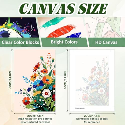 ICYANART 4 Paint by Numbers Kit for Adults Flowers, with Frame and Easel - Image 5