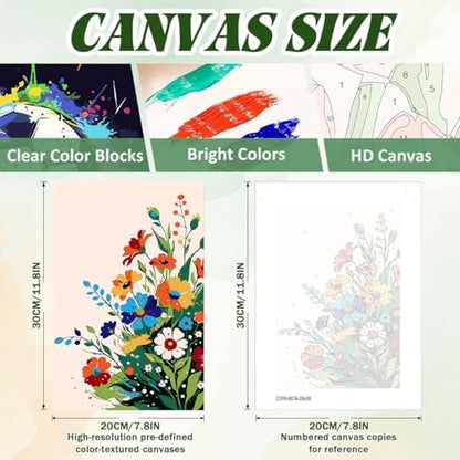 ICYANART 4 Paint by Numbers Kit for Adults Flowers, with Frame and Easel - Image 5